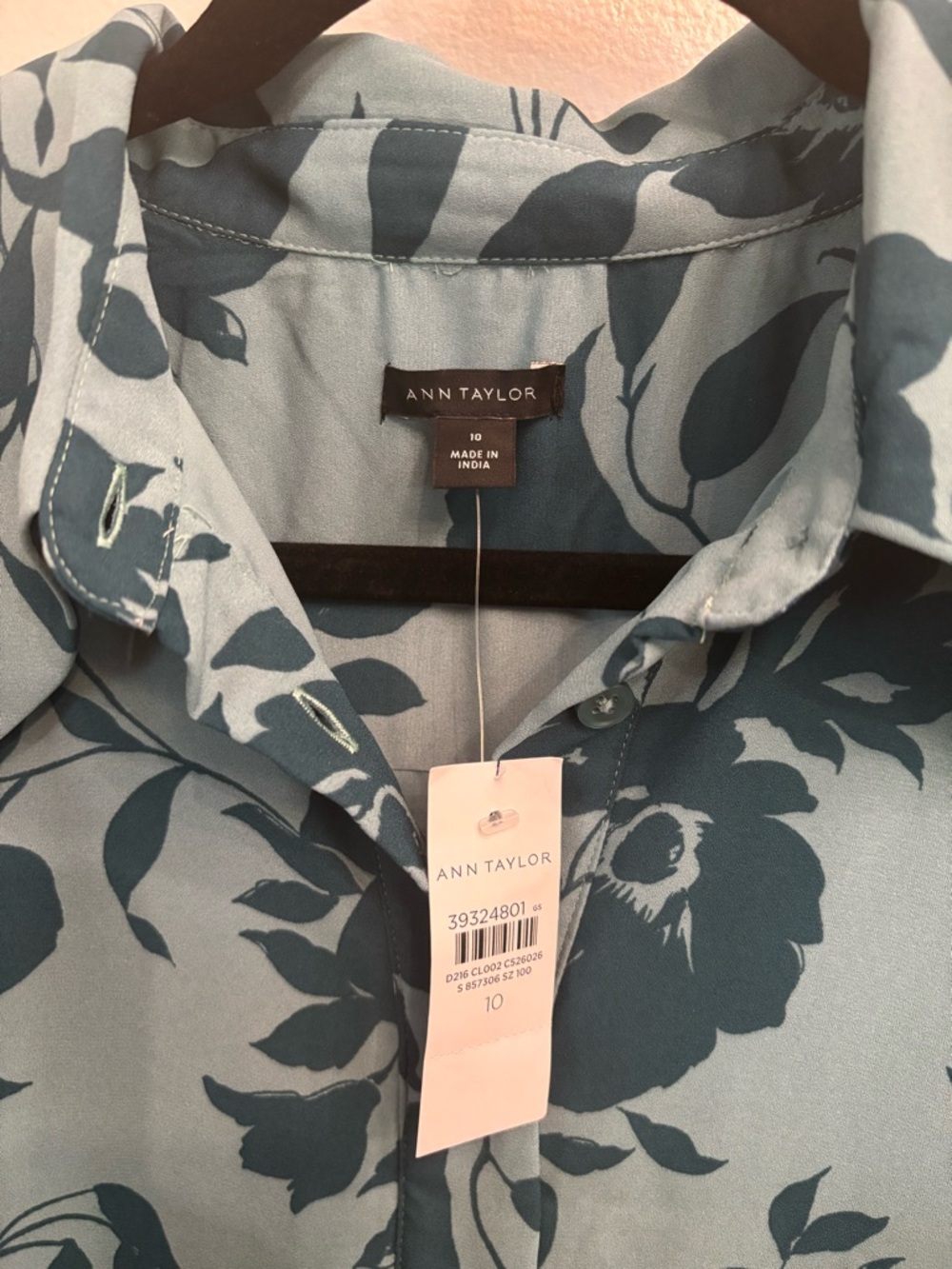 NWT Ann Taylor Teal Blue Floral Midi Shirt Dress with belt - Picture 5 of 5